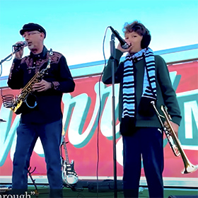 Mark and Gavin Greenawalt live on stage at the Mesa Book Festival.